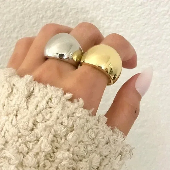 925 Sterling Silver Chunky Ring Thick Dome Ring Silver Statement Ring Bold Ring - Picture 4 of 7